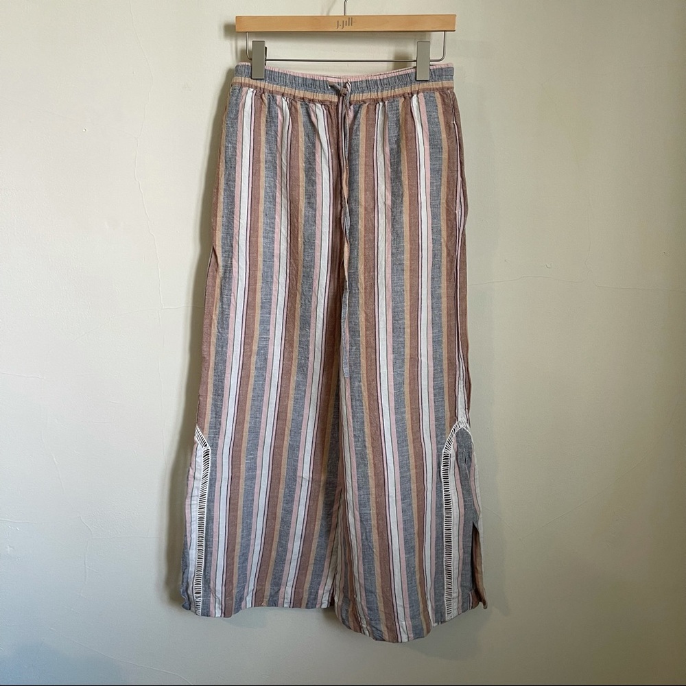 ‼️‼️SOLD‼️‼️Free People Striped Wide Leg Linen Pants - Picture 1 of 8